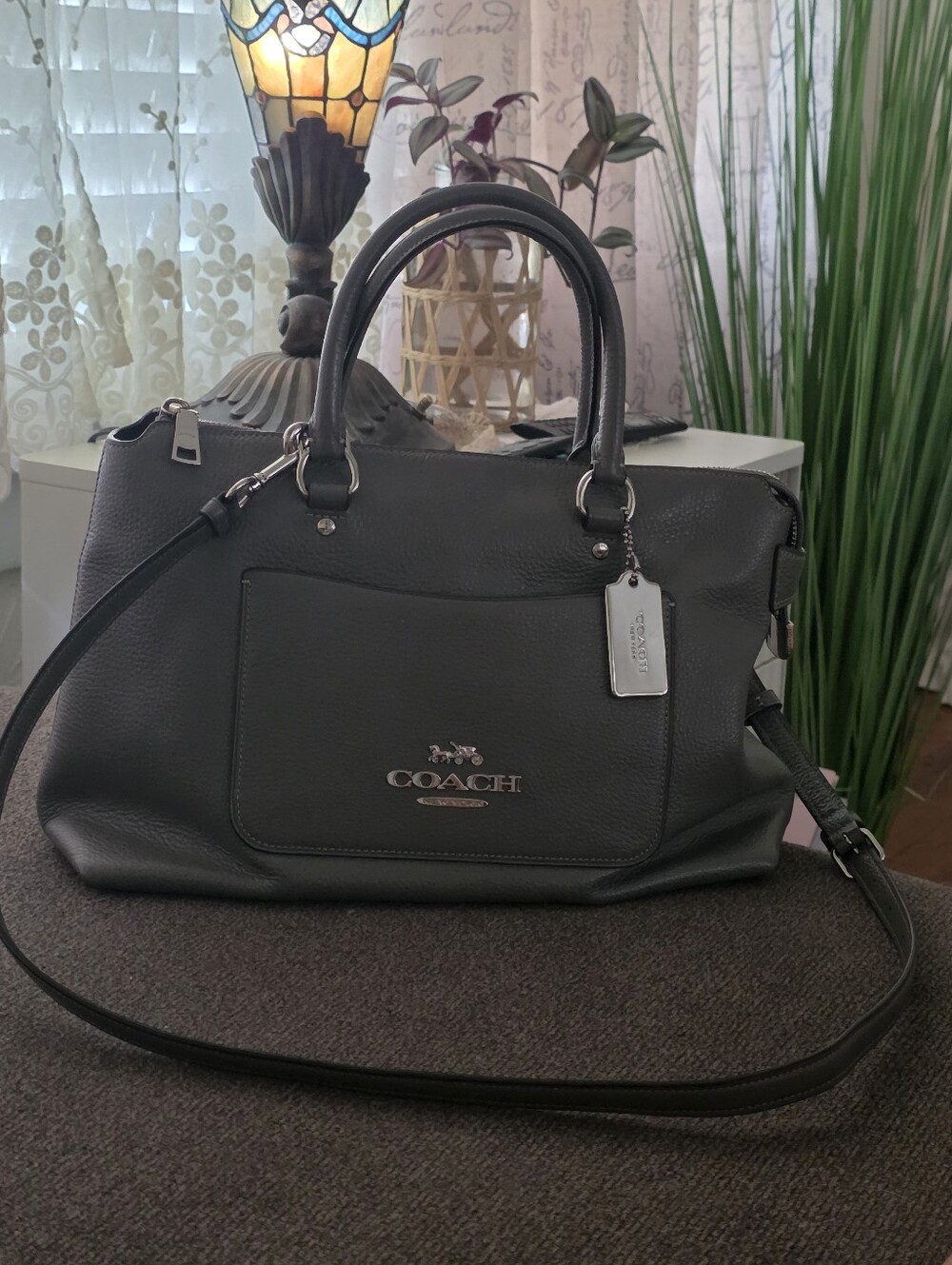 Coach Emma Satchel, Gray Leather - Picture 2 of 15